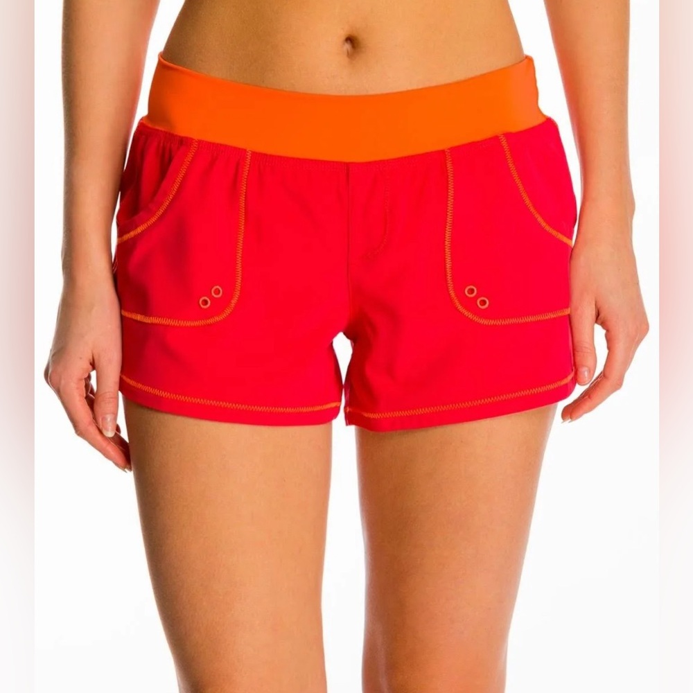 Prana Millie Boardshort Womens Orange Pink Athletic Swim  Sz L NWT Beach Summer